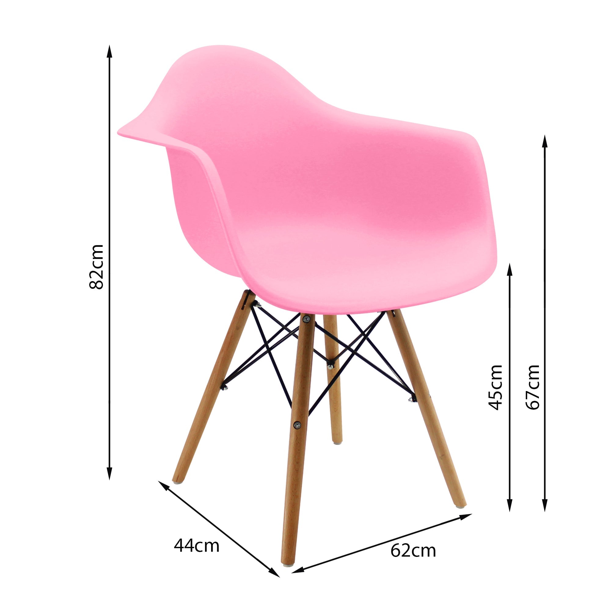 Silla DKR Con Brazos Tipo Eames Rosada BoxBit