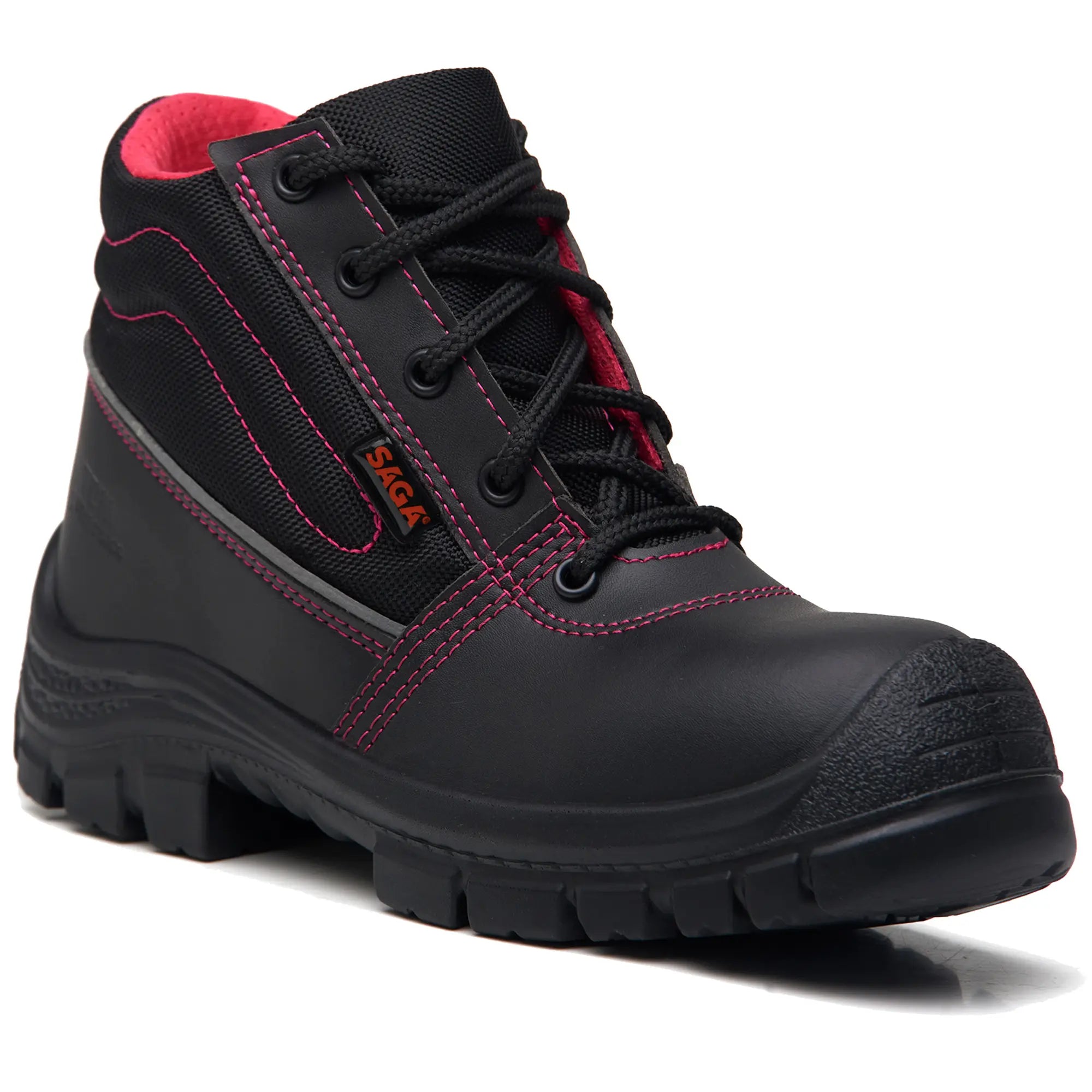 Bota de Seguridad SAGA Operador Mujer Ref. 2041WE Negro/Fucsia