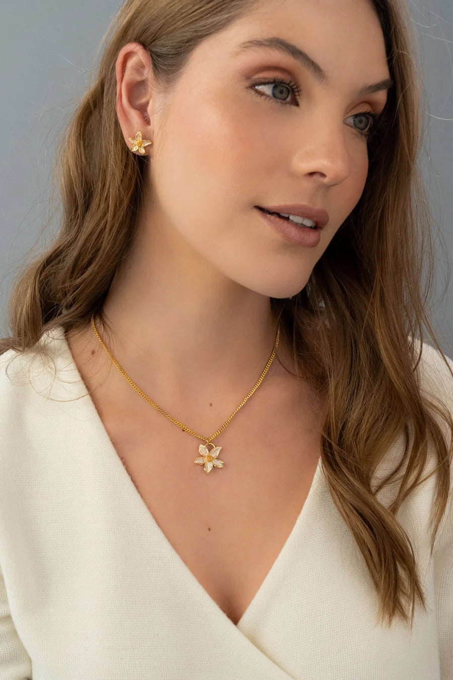 Set Collar + Aretes Flor